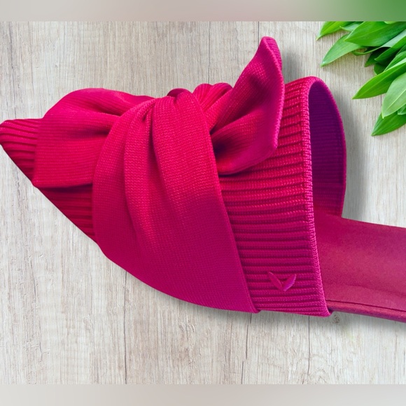 Vivaia Pointed-Toe Bow Knot Yaffa Mule Sandals in Hot Pink Fabric Size EU 39 (8) - Picture 4 of 11